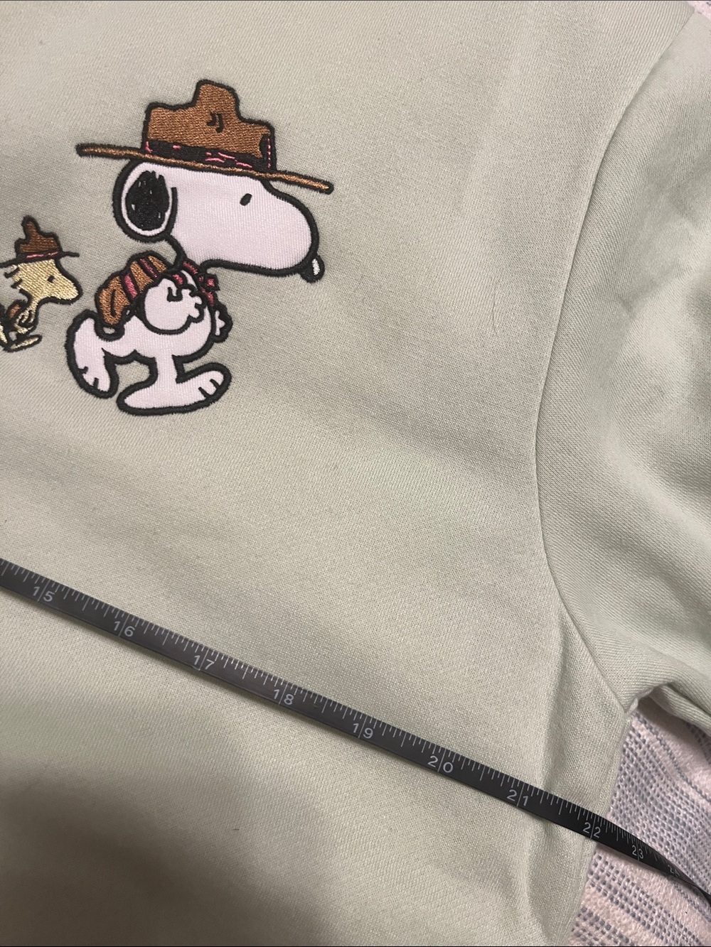 NWT Peanuts Mint Green Snoopy & Woodstock Embroidered Sweatshirt - Picture 6 of 6